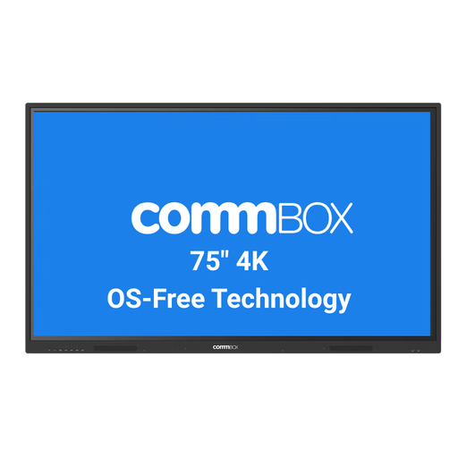 75" CommBox Neo interactive display panel with 4K touchscreen and OS-Free technology for Cairns and Townsville schools and organisations.