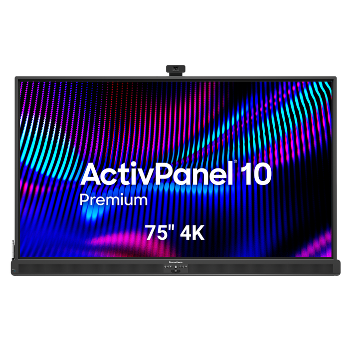 75" Promethean ActivPanel 10 Premium interactive display with 4K touchscreen, multi-touch capability, and seamless device connectivity for classrooms and meeting rooms in Cairns and Towsville.